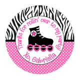 Roller Skate Wide Polka Dot Zebra Print Border Personalized Sticker Birthday Stickers - INKtropolis