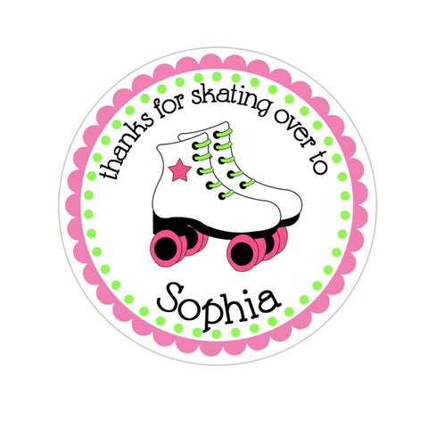 Girls Roller Skates Personalized Birthday Favor Sticker