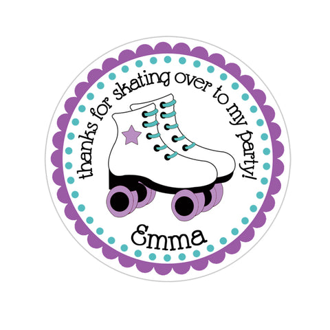 Roller Skates Personalized Birthday Favor Sticker