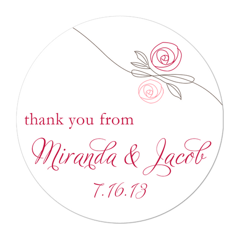 Rose Personalized Wedding Favor Sticker