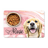 Personalized Pet Food Placemat - Custom Pet Photo - Pink Marble