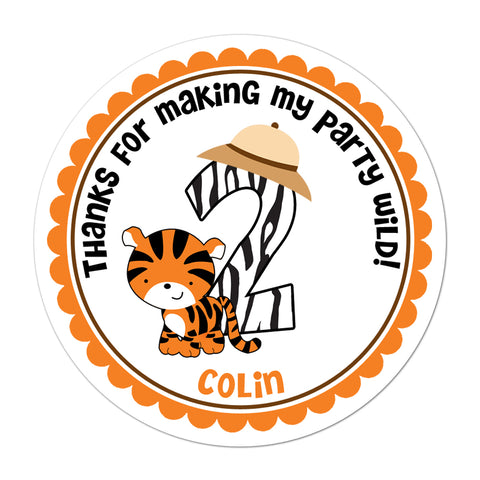 Safari Tiger Personalized Birthday Favor Sticker