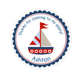 Nautical Sailboat Personalized Sticker Birthday Stickers - INKtropolis