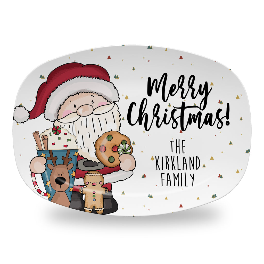 Personalized Christmas Platter, Serving Tray - Whimsical Santa