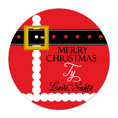 Santa Suit Personalized Christmas Gift Sticker