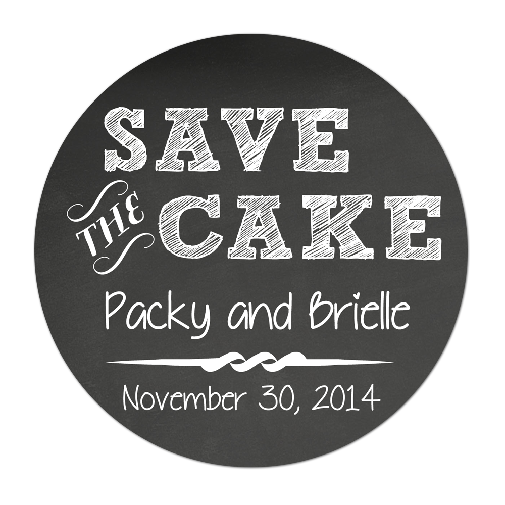 Save The Cake Chalkboard Style Personalized Sticker Wedding Stickers - INKtropolis