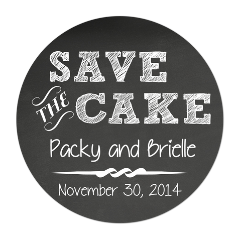 Save The Cake Chalkboard Style Personalized Wedding Favor Sticker