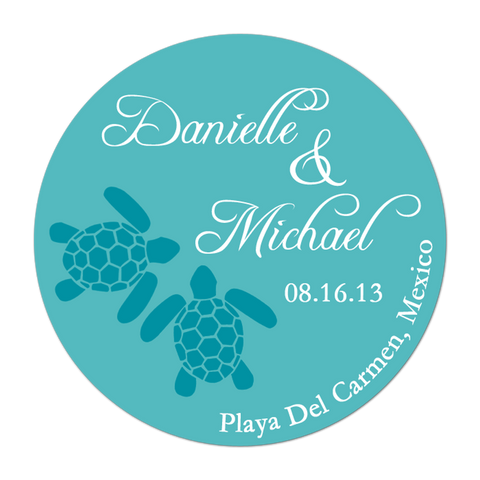Sea Turtle Personalized Wedding Favor Sticker