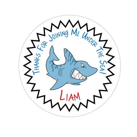 Shark Attack Personalized Birthday Favor Sticker