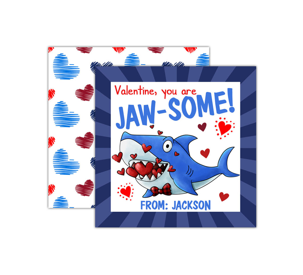 Personalized You Are Jaw-some Shark Valentine's Day Tags, Valentine Cards