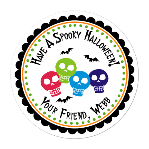 Skulls Personalized Halloween Sticker