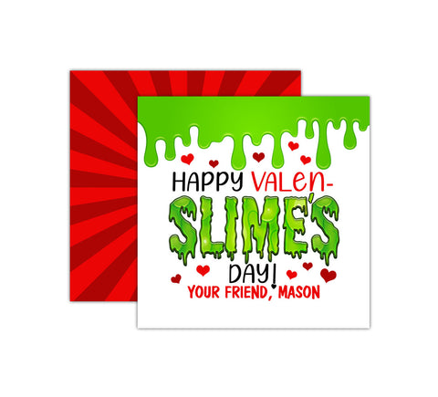 Personalized Slime Valentine's Day Tags, Valentine Cards
