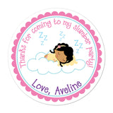 Slumber Party African American Girl Personalized Sticker Birthday Stickers - INKtropolis