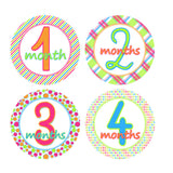 Bright & Bold Colored Monthly Baby Stickers onesie sticker - INKtropolis