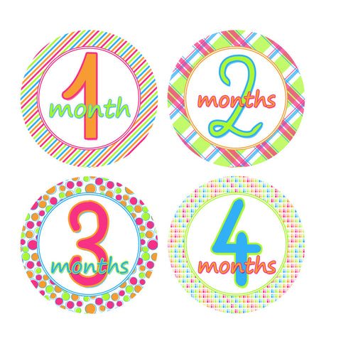 Bright & Bold Colored Monthly Baby Stickers