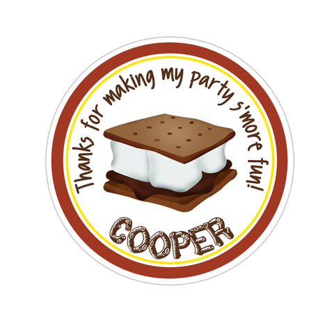 Smore Solid Border Personalized Birthday Favor Sticker