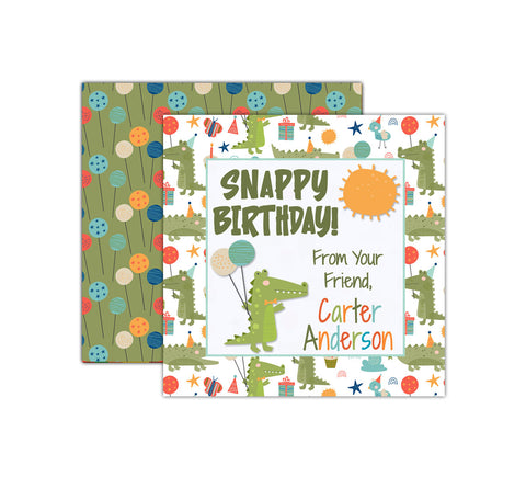 Personalized Snappy Birthday Alligator Gift Tags