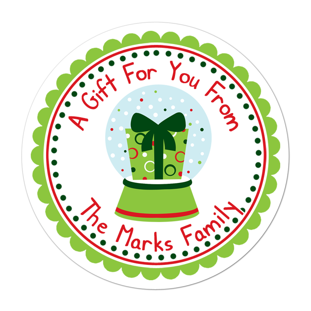 Present Snowglobe Personalized Sticker Christmas Stickers - INKtropolis