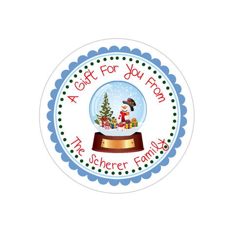 Winter Snowglobe Personalized Holiday Gift Sticker