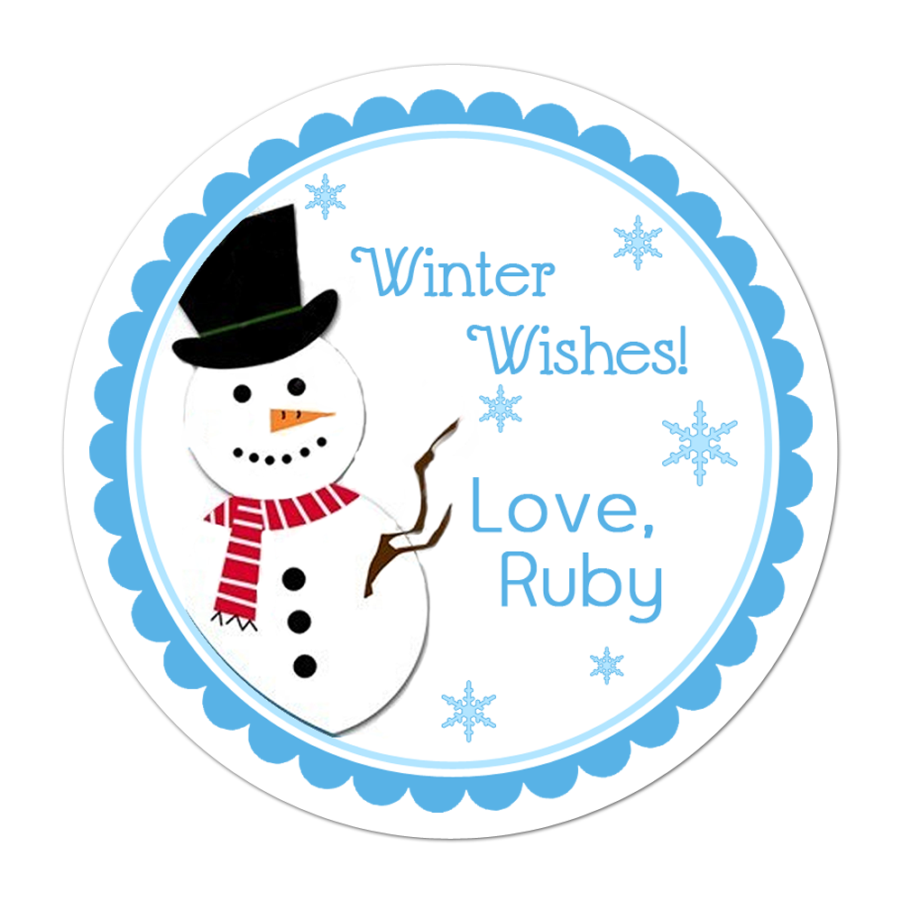 Winter Snowman Personalized Sticker Christmas Stickers - INKtropolis