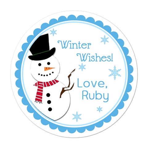 Winter Snowman Personalized Holiday Gift Sticker