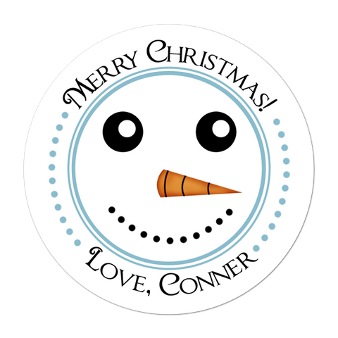 Snowman Face Personalized Holiday Gift Sticker