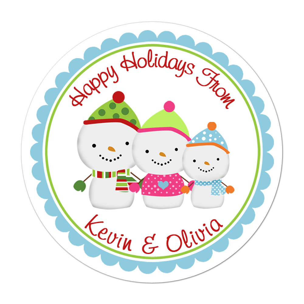 Snowman Family Personalized Sticker Christmas Stickers - INKtropolis