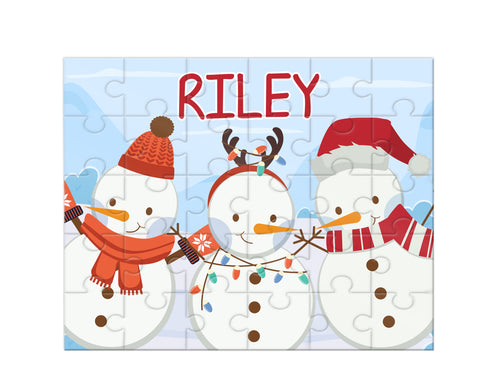 Personalized Snowman Christmas Jigsaw Puzzle