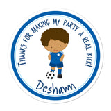 African American Soccer Player Personalized Sticker Birthday Stickers - INKtropolis