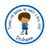 African American Soccer Player Personalized Sticker Birthday Stickers - INKtropolis
