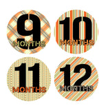 Orange, Green & Gray Patterned Monthly Baby Stickers onesie sticker - INKtropolis