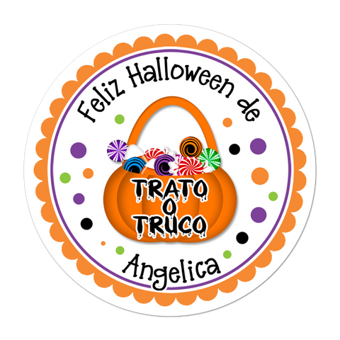 Trato O Truco Pumpkin Personalized Halloween Sticker