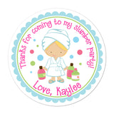 Blonde Haired Spa Party Girl Personalized Sticker Birthday Stickers - INKtropolis
