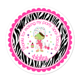 Spa Party Wide Zebra Print Border Personalized Sticker Birthday Stickers - INKtropolis