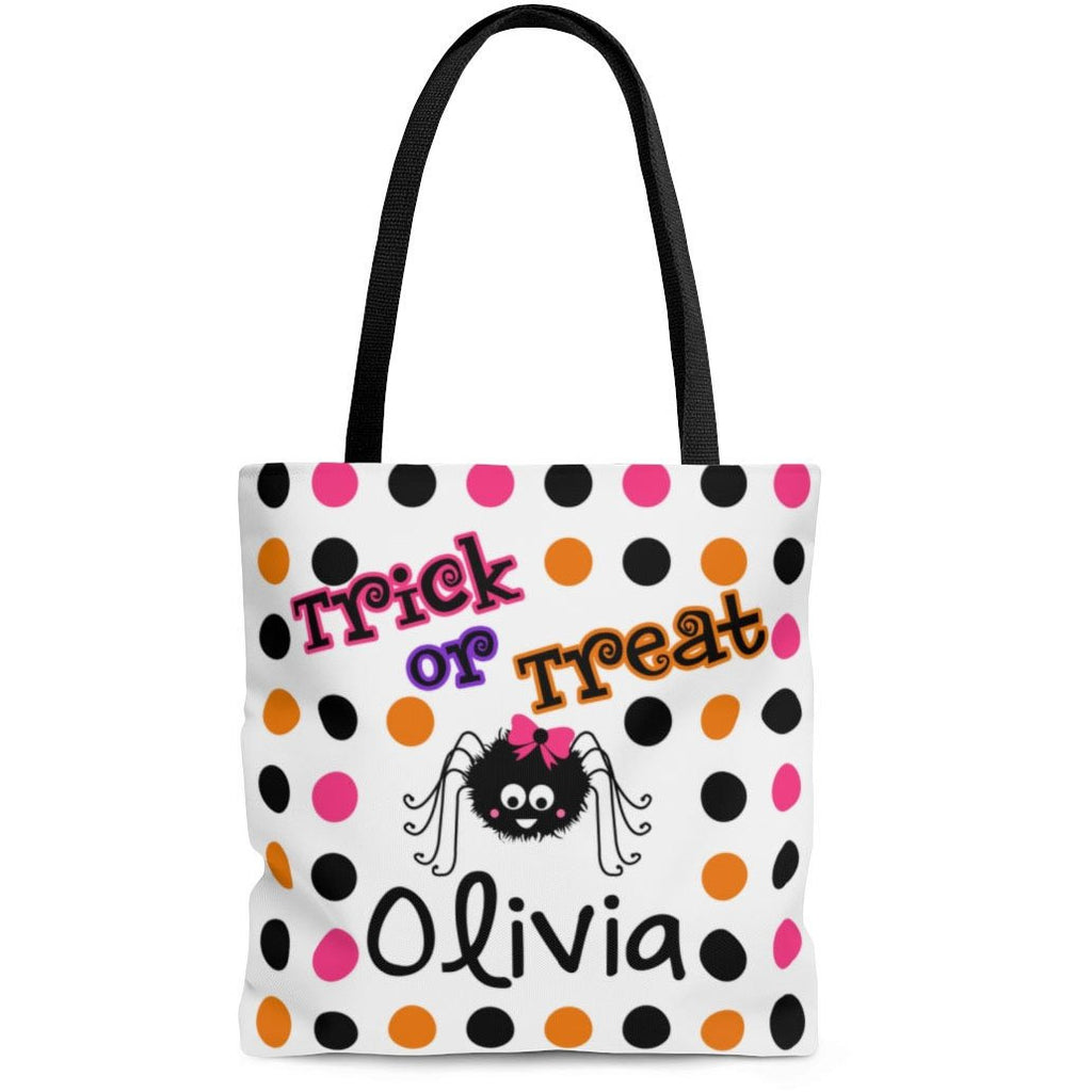 personalized girl spider halloween trick or treat bag