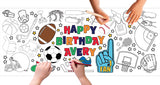 Personalized Sports Birthday Coloring Banner, Poster, Paper Table Cover