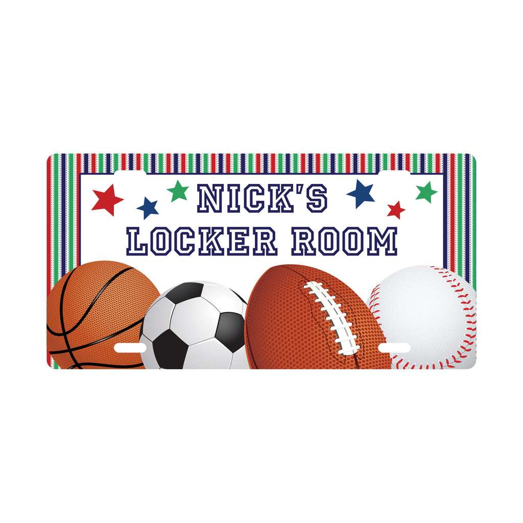 Personalized Sports License Plate Sign - Kids Door Sign