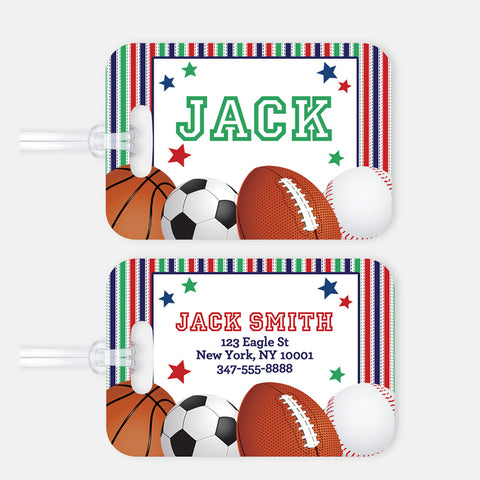 Personalized Sports Luggage Tag, Kids Backpack Tag