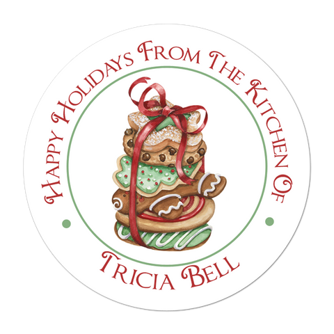Stack Of Cookies Personalized Holiday Kitchen Labels