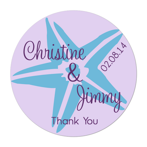Starfish Personalized Wedding Favor Sticker