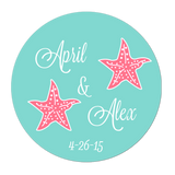 Two Starfish Personalized Sticker Wedding Stickers - INKtropolis
