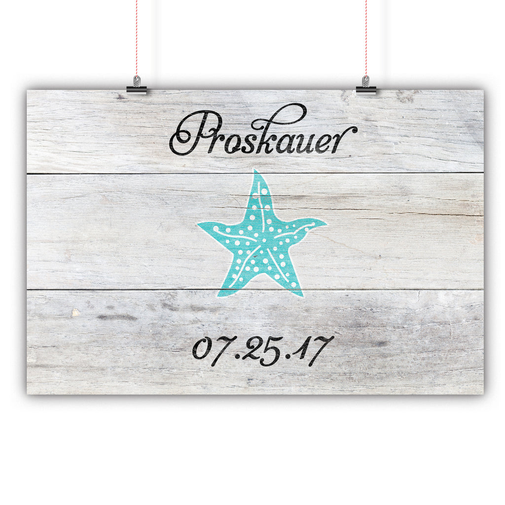 Wedding Guest Book Alternative Poster, Print, Framed or Canvas - Distressed Starfish - 200 Signatures White Washed Wood - Choose Your Colors wedding guest book alternative - INKtropolis
