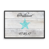 Wedding Guest Book Alternative Poster, Print, Framed or Canvas - Distressed Starfish - 200 Signatures White Washed Wood - Choose Your Colors wedding guest book alternative - INKtropolis