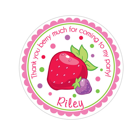 Strawberry Shortcake Birthday Favor Sticker