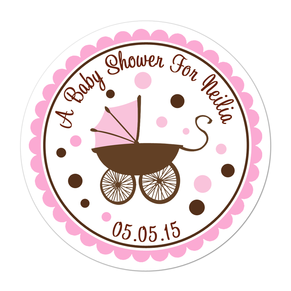 Baby Carriage Personalized Sticker Baby Shower Stickers - INKtropolis