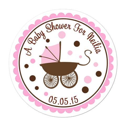 Baby Carriage Personalized Baby Shower Sticker