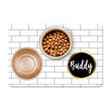Personalized Pet Food Placemat - Farmhouse Subway Tile
