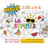 Hello Summer Coloring Banner, Poster, Paper Table Cover