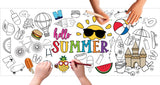 Hello Summer Coloring Banner, Poster, Paper Table Cover