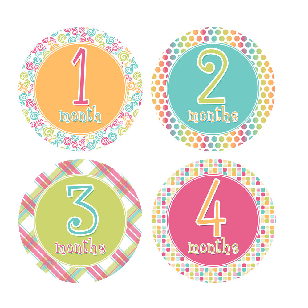 Tropical Colored Monthly Baby Stickers onesie sticker - INKtropolis